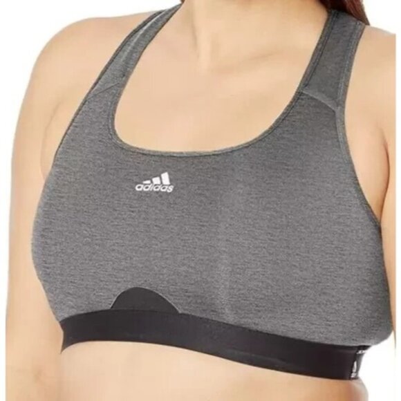 adidas Women's Powerreact Training Medium Support Bra GRAY Size LDD - Picture 1 of 6
